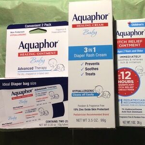 Aquaphor healing ointment, diaper rash cream, & Itch relief ointment